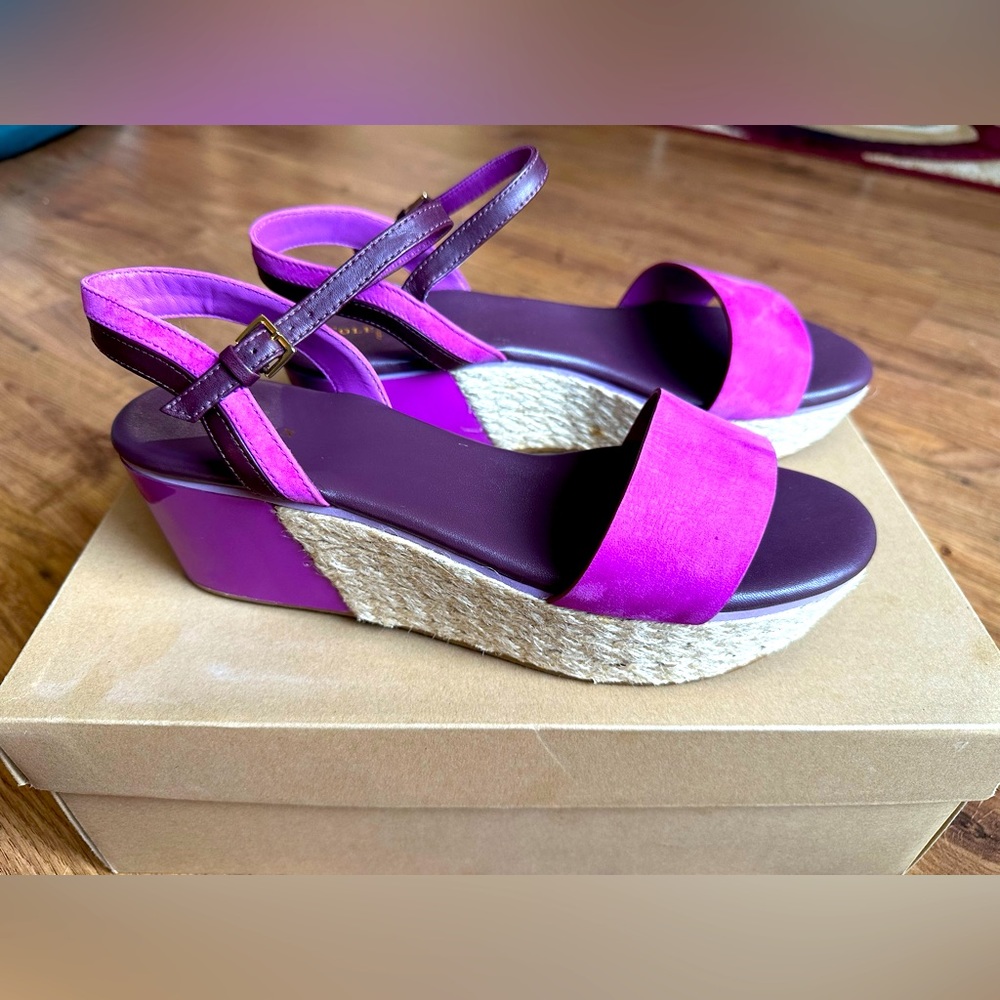 NEW COLE HAAN Arden Mixed-Media Platform Wedge Sandals , like new , worn once